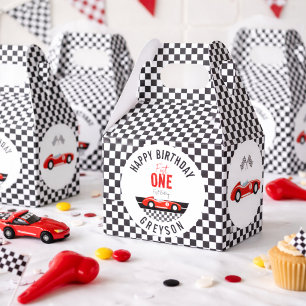Fast One Race Car Boy 1st Birthday Party Favor Box