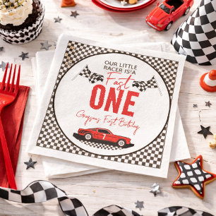 Fast One Race Car Boy 1st Birthday Party Napkin