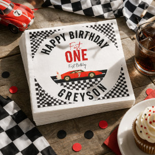 Fast One Race Car Boy 1st Birthday Party Napkin