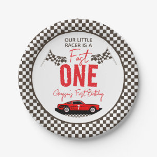 Fast One Race Car Boy 1st Birthday Party Paper Plate
