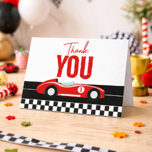 Fast One Race Car Boy 1st Birthday Party Thank You Card
