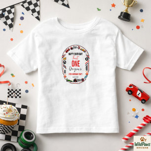 Fast One Race Car Boy 1st Birthday Party Toddler T-shirt