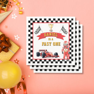 Fast One Race Car Checkered Flag Party Napkin