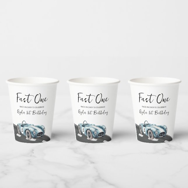 Fast One Race Car First Birthday Paper Cups (Multi)