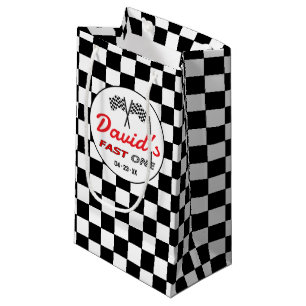 Fast ONE   Race Flag Checkered Birthday Gift Bag