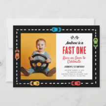 Fast One Race Track Boys Birthday Party Photo