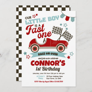 Fast One, Racing 1st Birthday Invitation