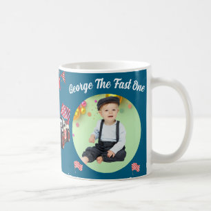 Fast One  Red & Black Race Car 1st Birthday Photo Coffee Mug