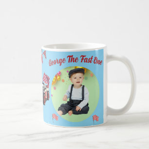 Fast One  Red & Black Race Car 1st Birthday Photo Coffee Mug