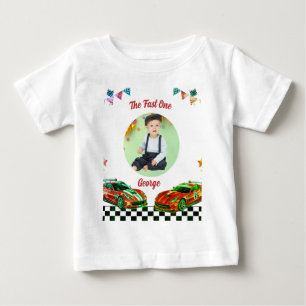 Fast One Red & Black Race Car Kids Photo Birthday Baby T-Shirt