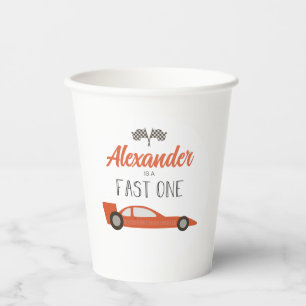 Fast One Red Race Car Birthday Paper Cups