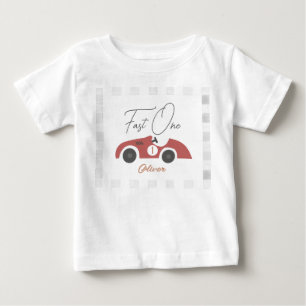 Fast One Red Race Car Boy 1st Birthday Baby T-Shirt
