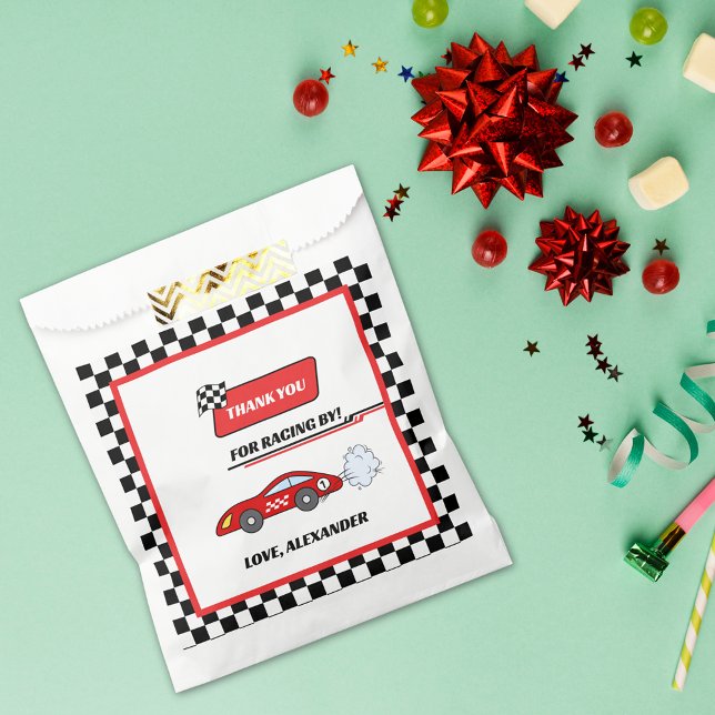 Fast one red retro race car theme boy's birthday  favour bag (Creator Uploaded)