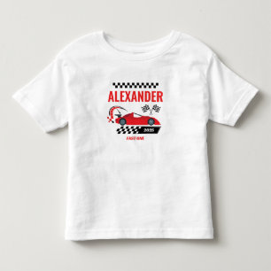 Fast one red vintage race car theme boy's birthday toddler t-shirt