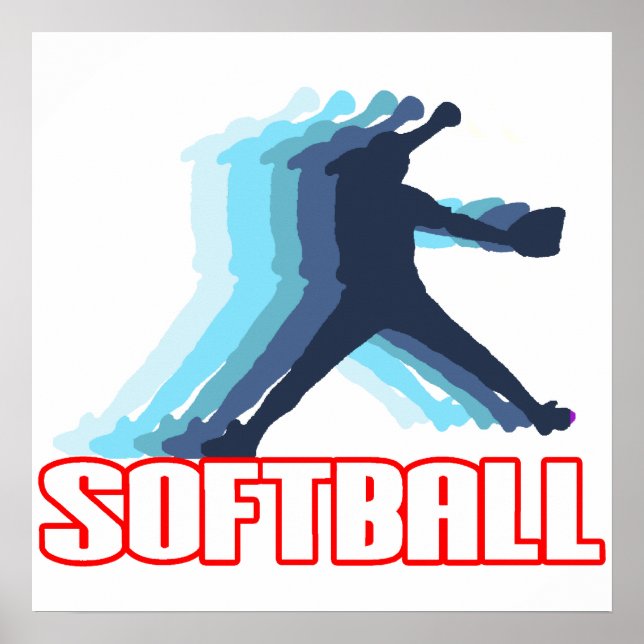 Fast Pitch Softball Silhouette Poster (Front)