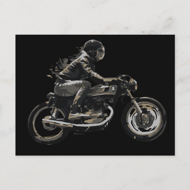 Fast Racing Cafe Racer Motorcyle Rider Postcard (Front)