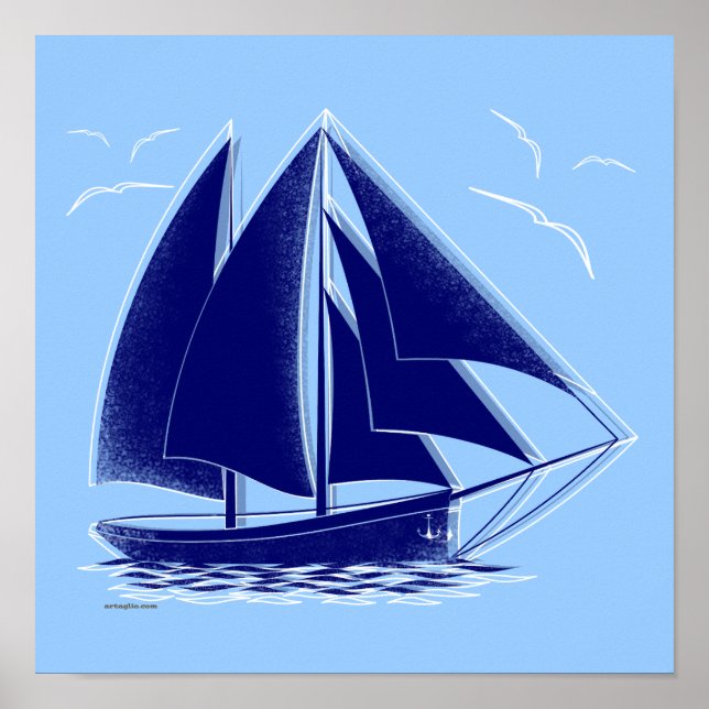 Fast sailing! nautical, vintage. poster (Front)