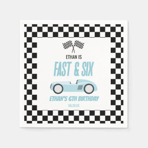 Fast & Six Blue Race Car 6th Birthday Party Napkin