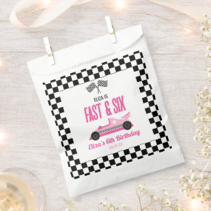 Fast & Six Pink Race Car 6th Birthday Party Favour Bag