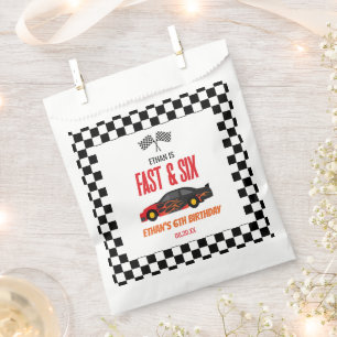 Fast & Six Red Flame Race Car 6th Birthday Party Favour Bag