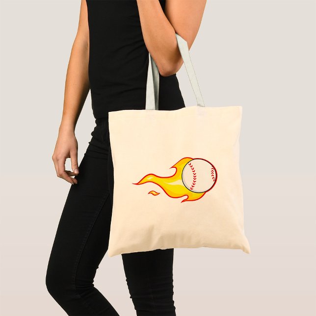 Fastball Flame Baseball Sports Tote Bag (Creator Uploaded)