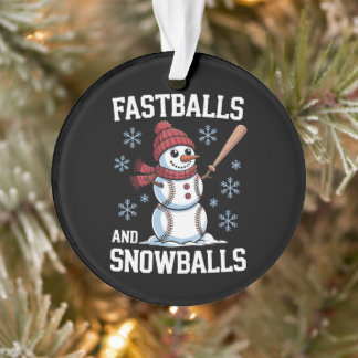 Fastballs And Snowballs Baseball Snowman Christmas Ornament