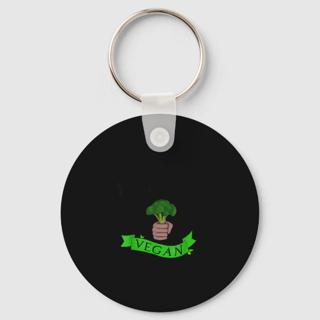 Faster stronger vegan broccoli - funny plant based keychain (Front)