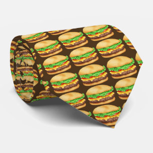 Fastfood Hamburger motif cravate alimentaire
