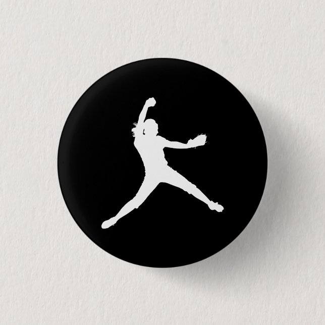 Fastpitch Silhouette Button Black (Front)