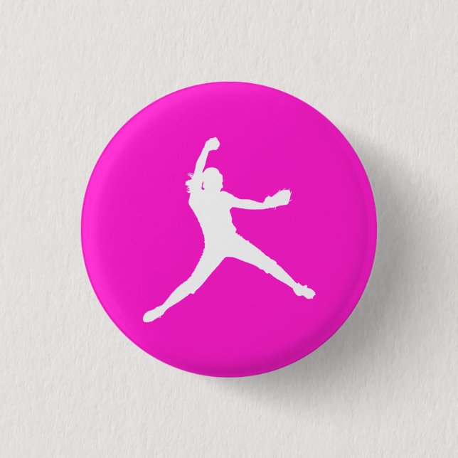 Fastpitch Silhouette Button Pink (Front)