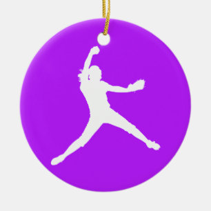 Fastpitch Silhouette Ornament Purple