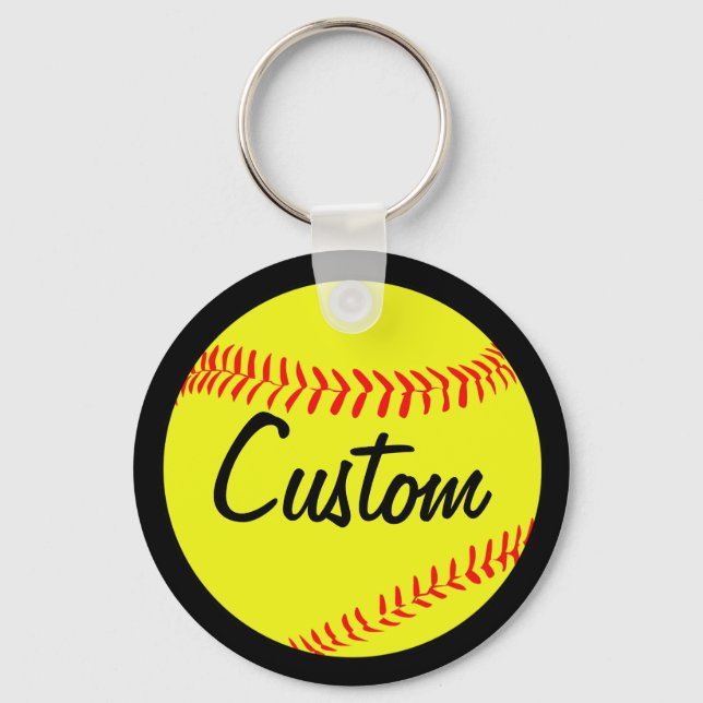 Fastpitch Softball Black or Custom Colour & Text Keychain (Front)