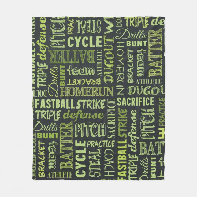 Fastpitch Softball Chalkboard Terms Fleece Blanket (Front)