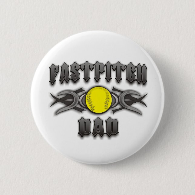 Fastpitch Softball Dad Tribal 2 Inch Round Button (Front)