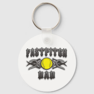 Fastpitch Softball Dad Tribal Keychain