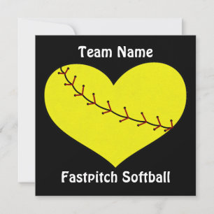Fastpitch Softball Heart Invitations