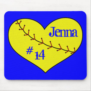 Fastpitch Softball Heart Mouse Pad