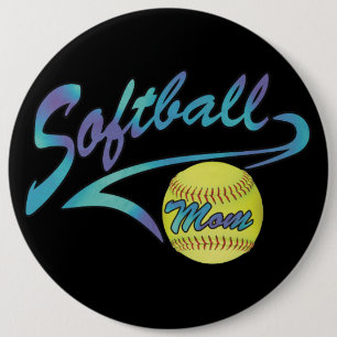 Fastpitch Softball Mom Athletic Tail 6 Inch Round Button