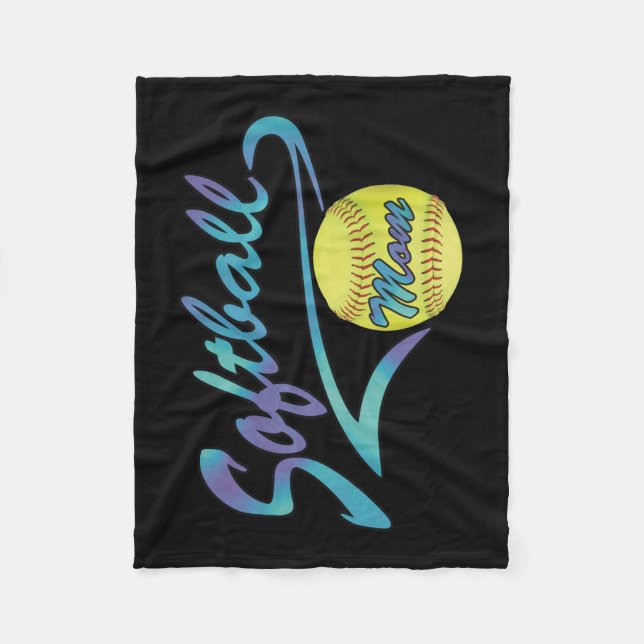 Fastpitch Softball Mom Athletic Tail Fleece Blanket (Front)