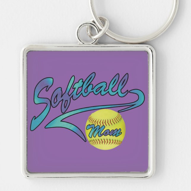 Fastpitch Softball Mom Athletic Tail Keychain (Front)
