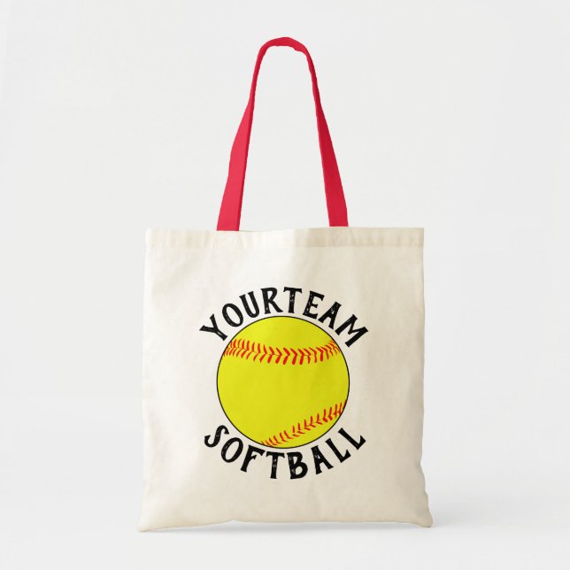 Fastpitch Softball Mom Fan Custom Team Name Sports Tote Bag (Front)