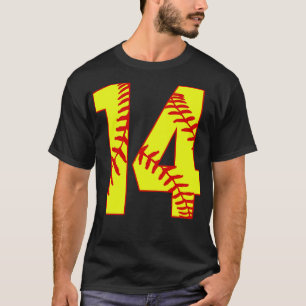 Fastpitch Softball Number 14 14 Softball Jersey U T-Shirt