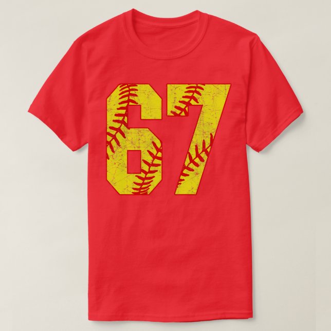 Fastpitch Softball Number 67 67 Softball Shirt Jer (Design Front)