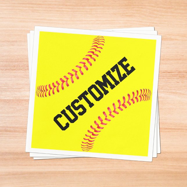 Fastpitch Softball Party/Banquet Custom Napkins (Softball party napkins with custom team name or text.)