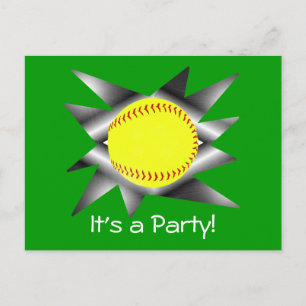Fastpitch Softball Party Invitation Postcard