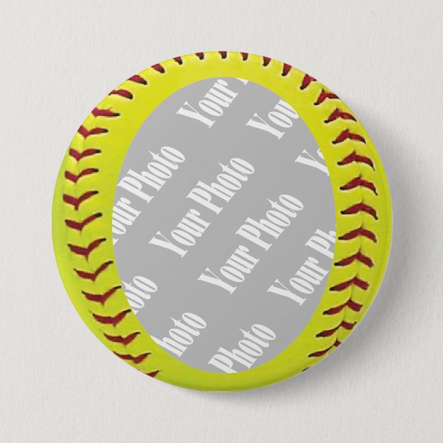 Fastpitch Softball Photo Template 3 Inch Round Button (Front)