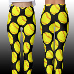 Fastpitch Softball Player Custom Colour Cute Sport Leggings<br><div class="desc">Women's Fastpitch Softball Player Custom Colour Cute Sports Leggings: Cute and simple. Bright yellow softballs on a black background. You can change the background colour from black to any other colour you want by clicking the "Customize" button, and then selecting a colour where it says "Select a background colour" on...</div>