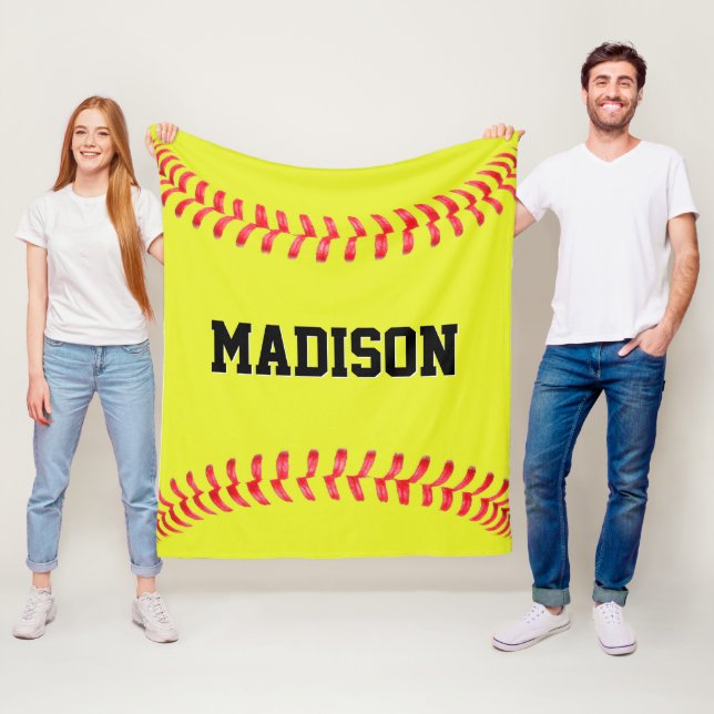 Fastpitch Softball Player / Team Name Personalized Fleece Blanket (In Situ)