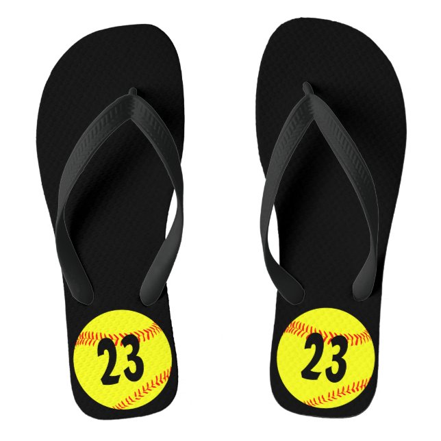 Fastpitch Softball Team Custom Jersey Number Flip Flops (Footbed)