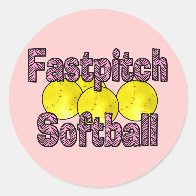 Fastpitch Softball Zebra Style Classic Round Sticker (Front)